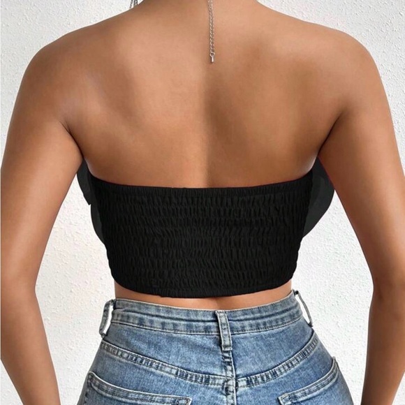SHEIN Elegant Black Ruffled Crop Top - Picture 5 of 5